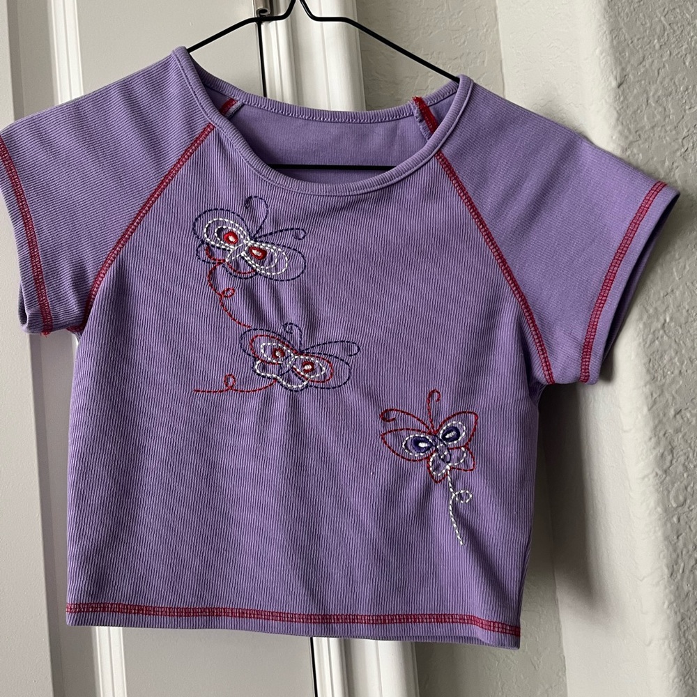 y2k butterfly embroidered crop top